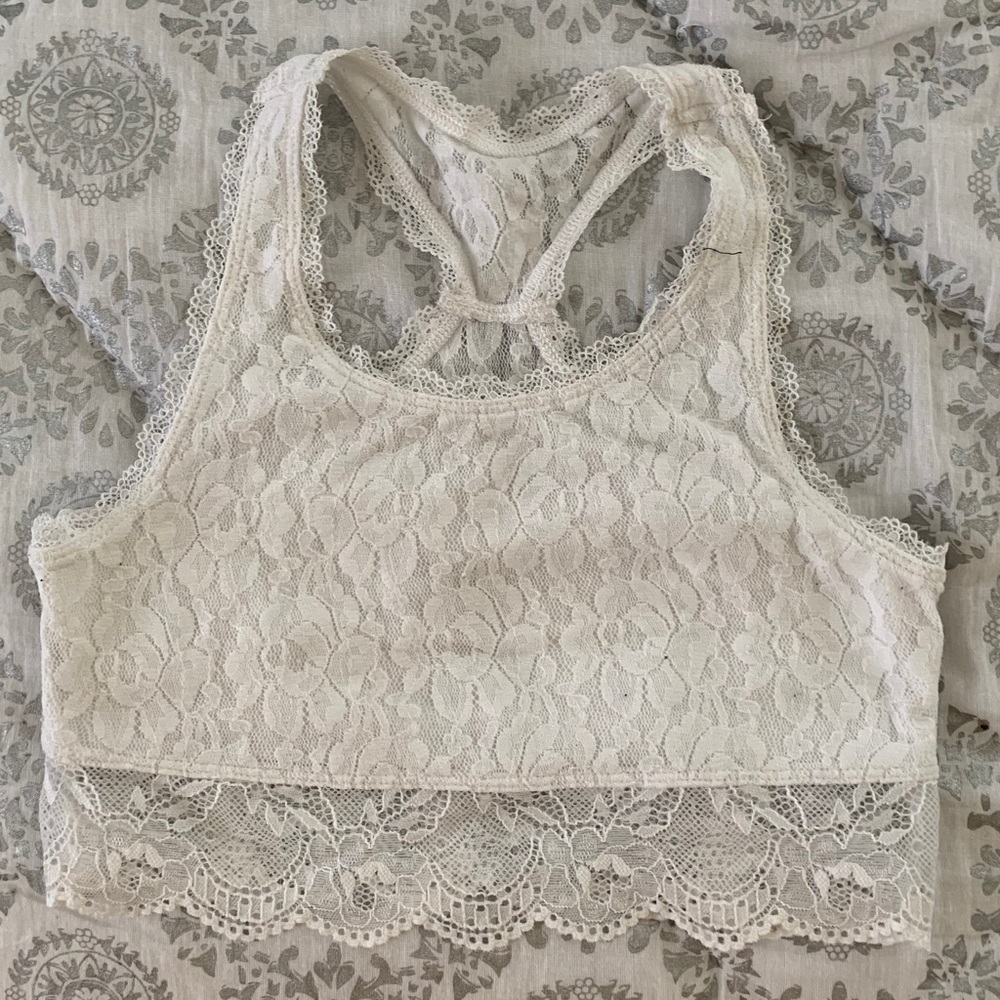 Abercrombie Kids 9/10 White Lace Sports. Bra